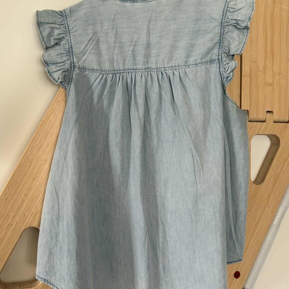 H&M Light Blue Ruffle Denim Blouse – Size M - Picture 2 of 2